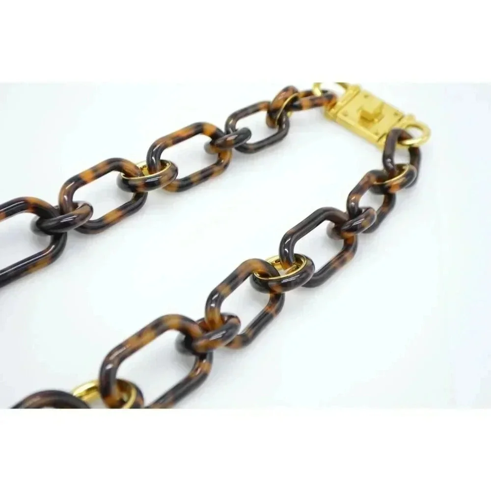 MICHAEL KORS Faux Tortoise Resin Graduated Chain Link Necklace